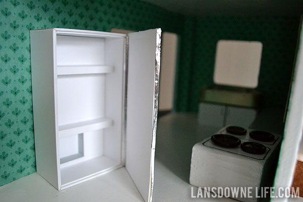 Homemade dollhouse refrigerator