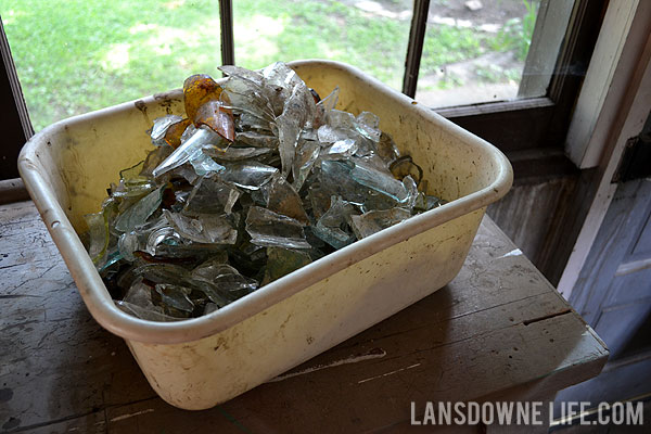 Backyard treasure glass in a vintage jar