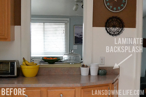 Painted wood molding kitchen backsplash