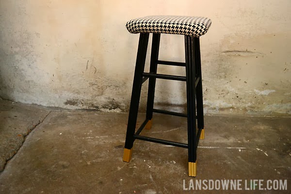 Black and white thrift-store stool makeover