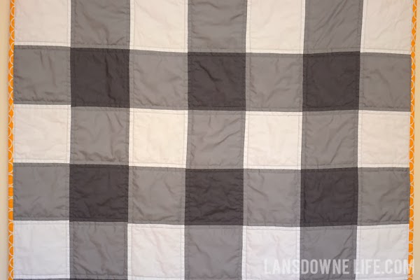 Gray and white gingham baby quilt