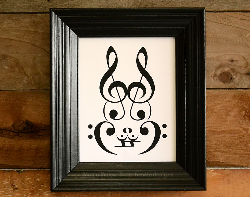 Rabbit music note art print
