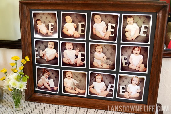 Monthly photo display for first birthday party