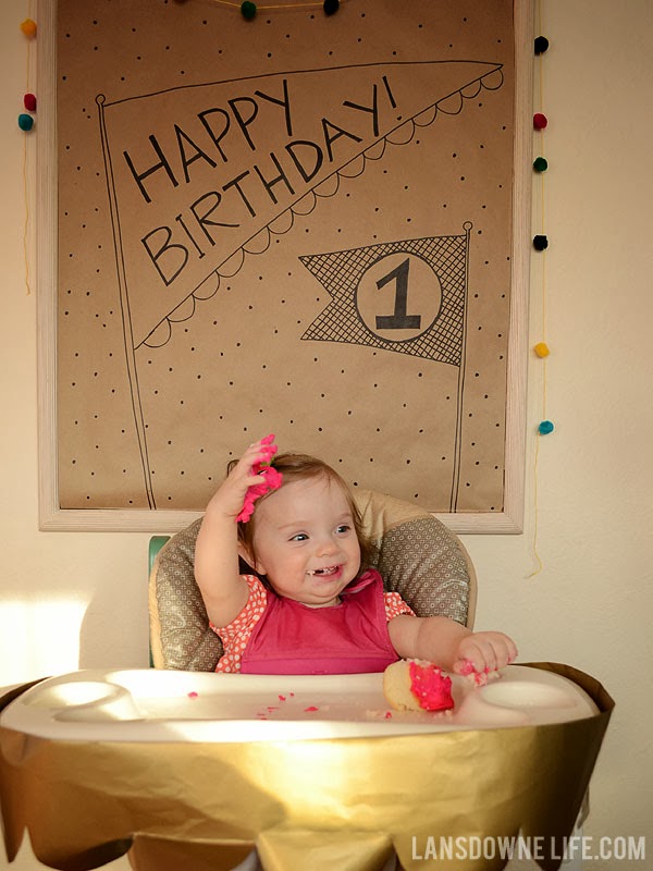 Hand drawn happy birthday poster for first birthday party