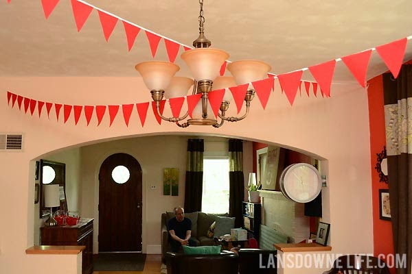 Red pennant flag banner