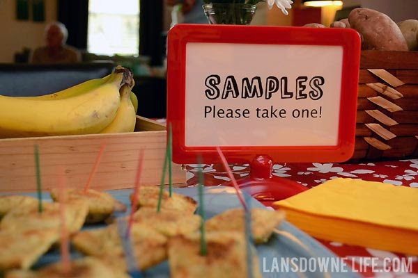 Grocery store birthday party sample station