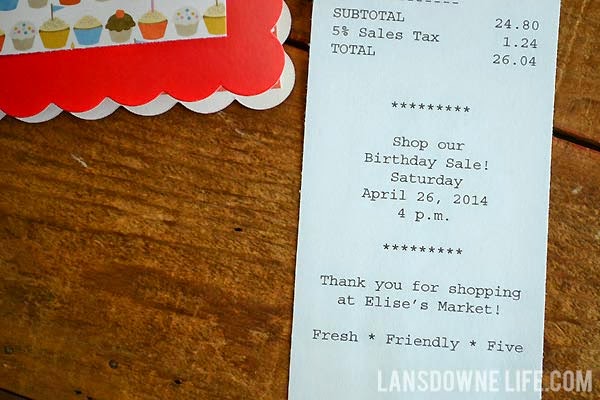 Grocery store birthday party receipt invitation