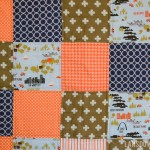 Orange and navy blue baby boy quilt