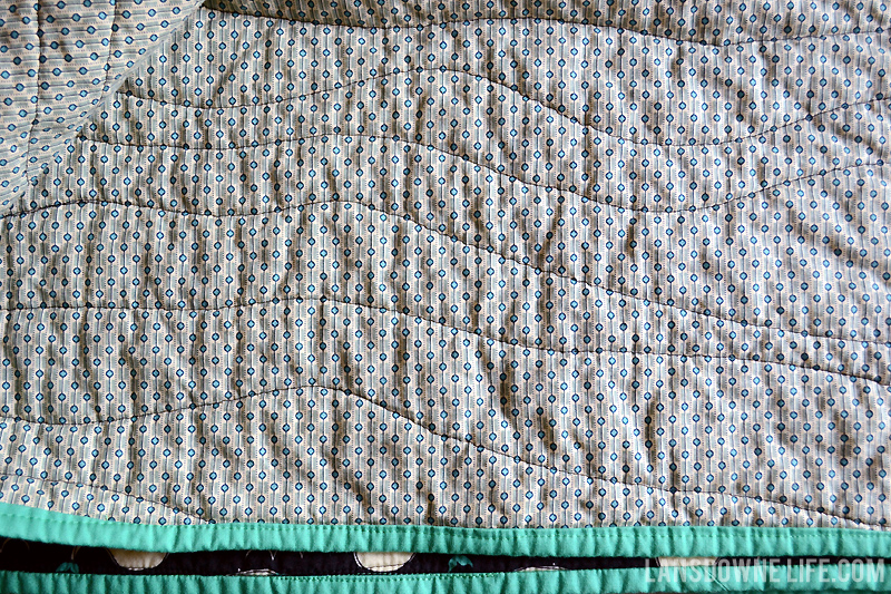 Baby boy quilt with wavy quilting