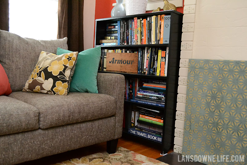 black bookcase living room