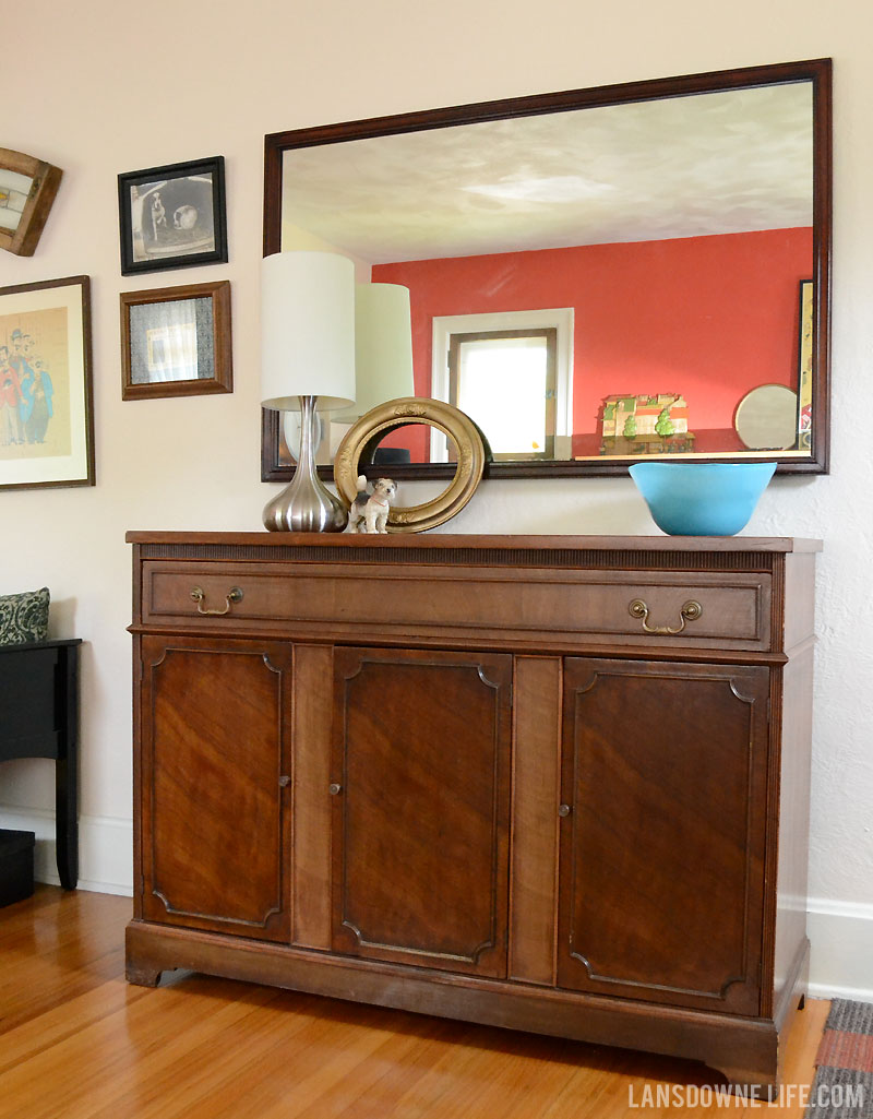Buffet as console table in living room