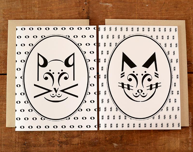 Cat music note greeting cards
