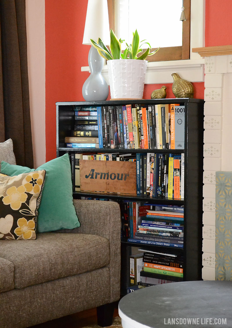 Painted black bookcase