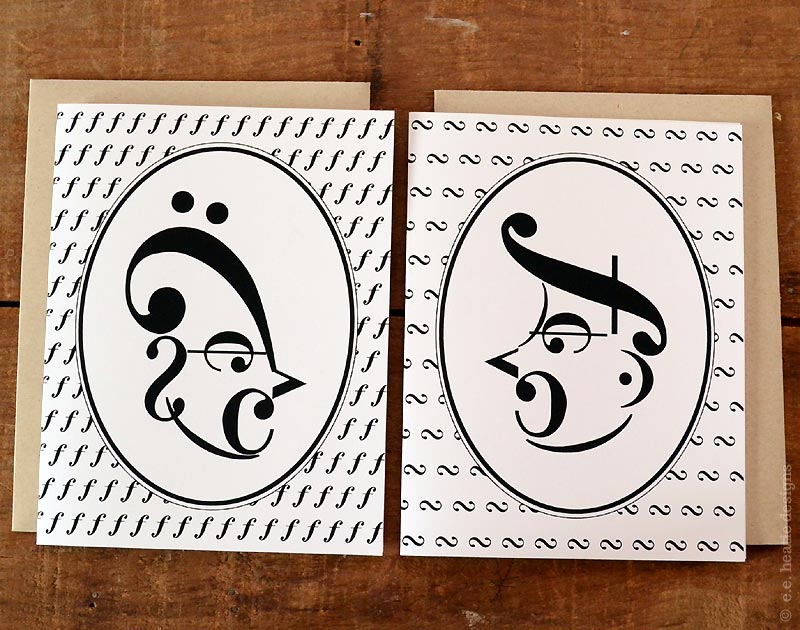 Music note greeting cards