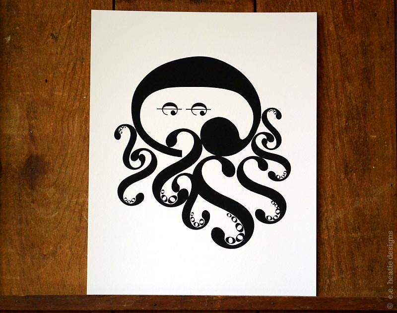 Octopus music note art print