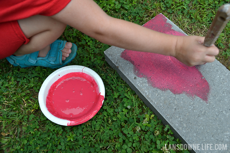 Painting concrete stepping stones