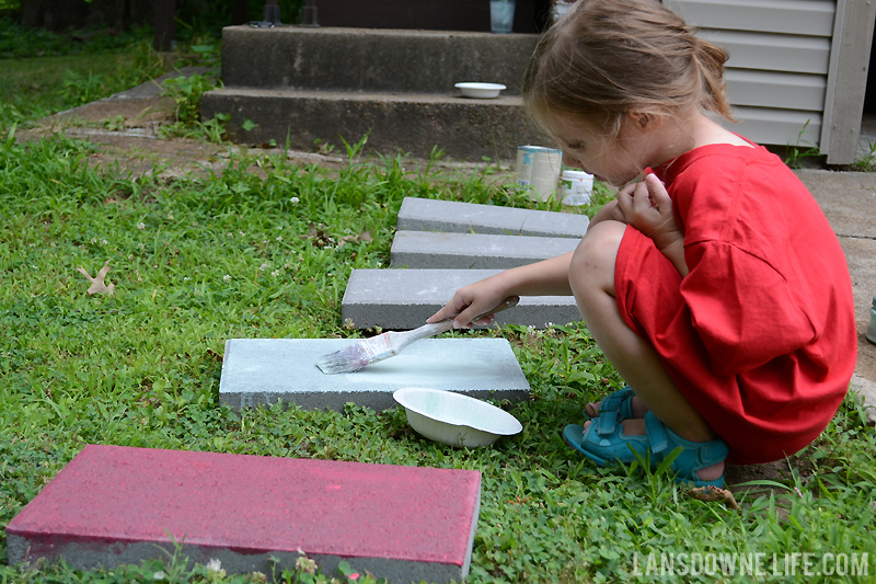 Painting concrete stepping stones