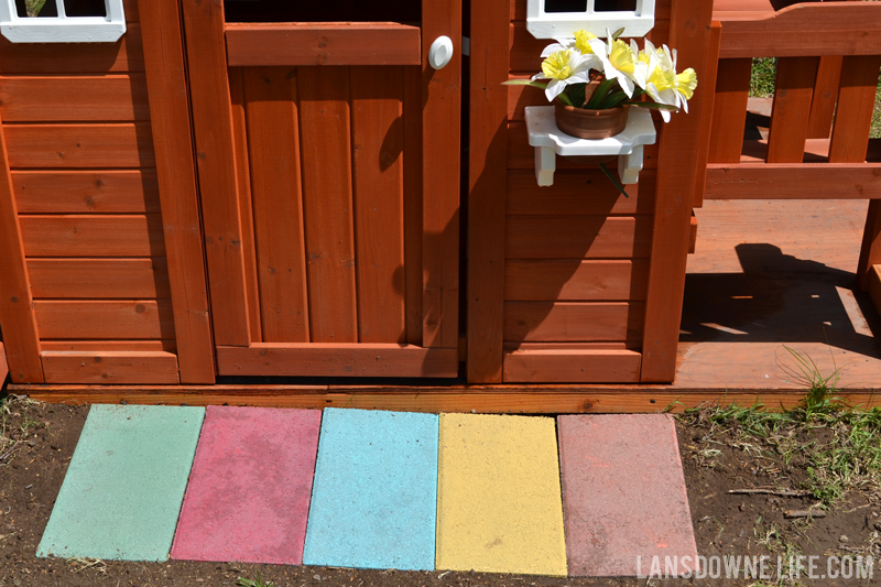 Rainbow painted stepping stones