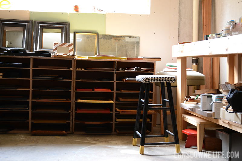 Painting studio drying shelves