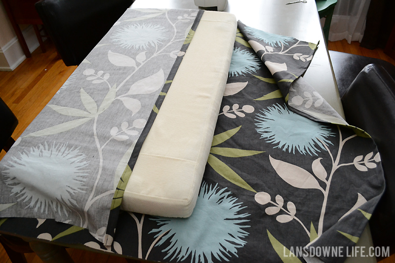 Wrapped fabric around cushion