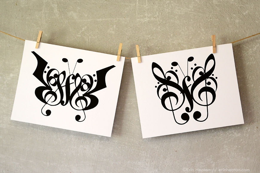 Butterfly music note art