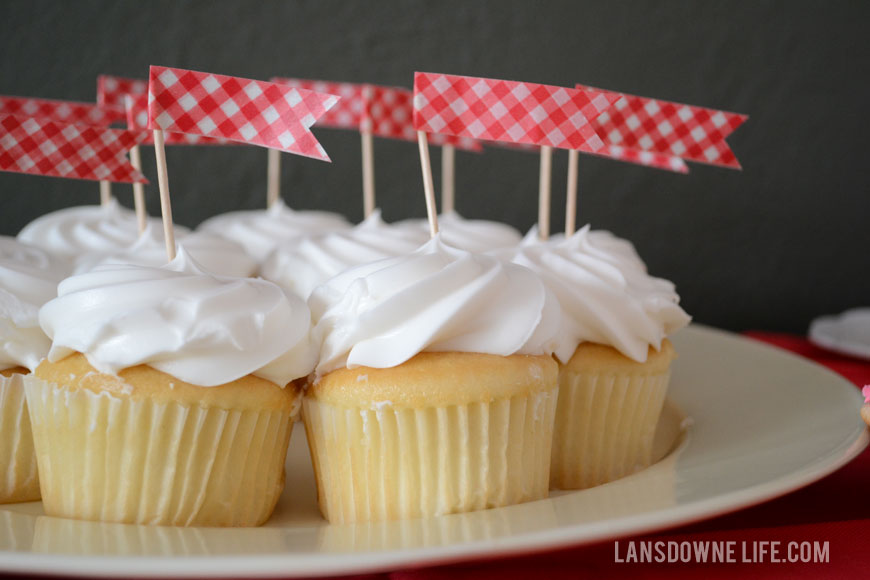 Strawberry birthday party cupcakes