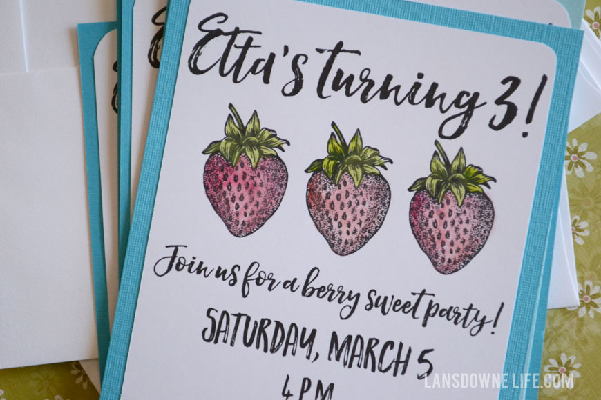 Strawberry birthday party invitation