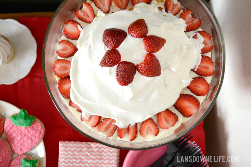 Strawberry birthday party trifle